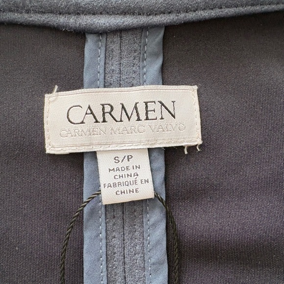NWOT-Carmen Marc Valvo Faux Suede Women's Slate Blue Pocket Jacket - Picture 3 of 13